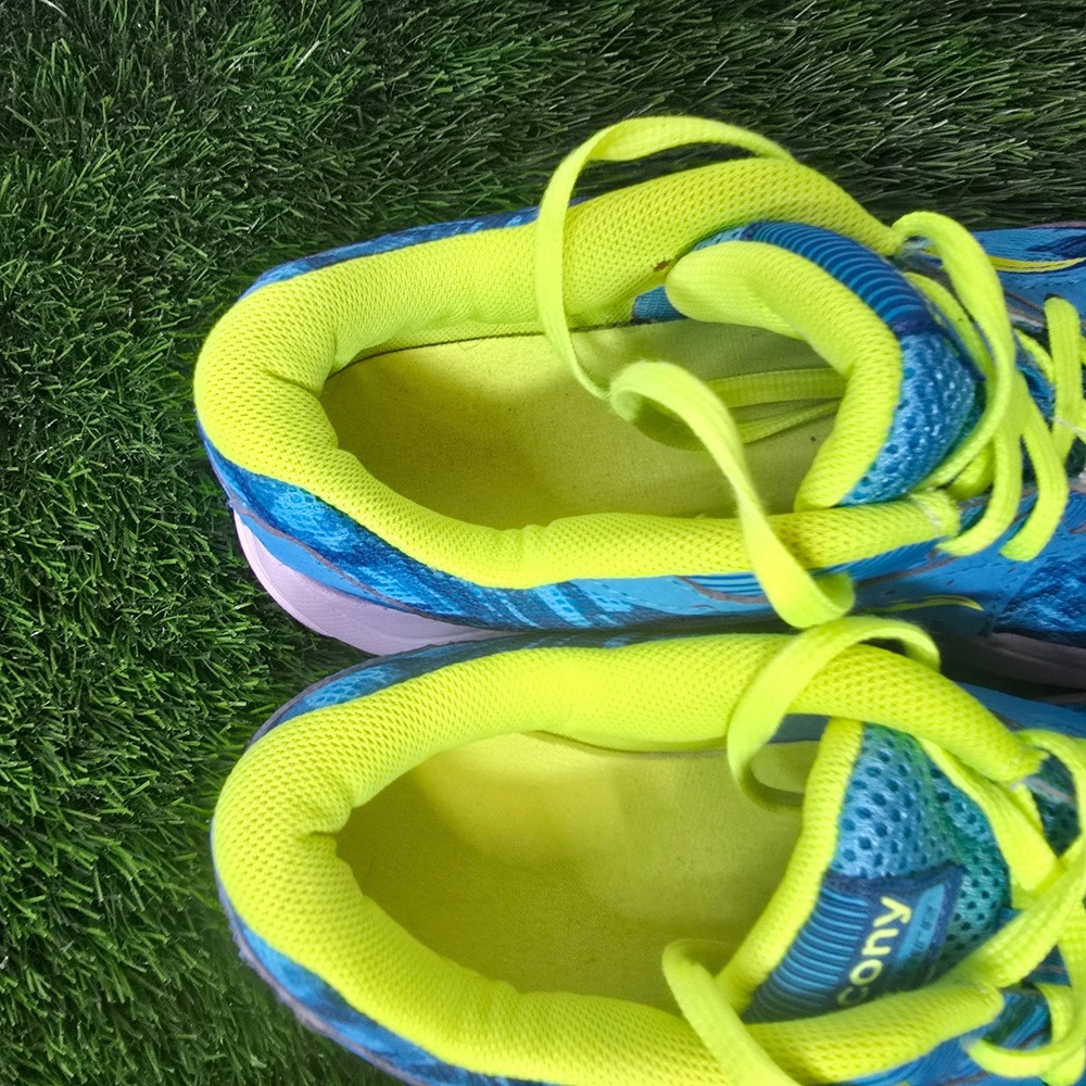 Saucony 8.5 Blue Sapphire Running Shoes Women S15220-2 Teal Lime Green Sneakers - Picture 10 of 10